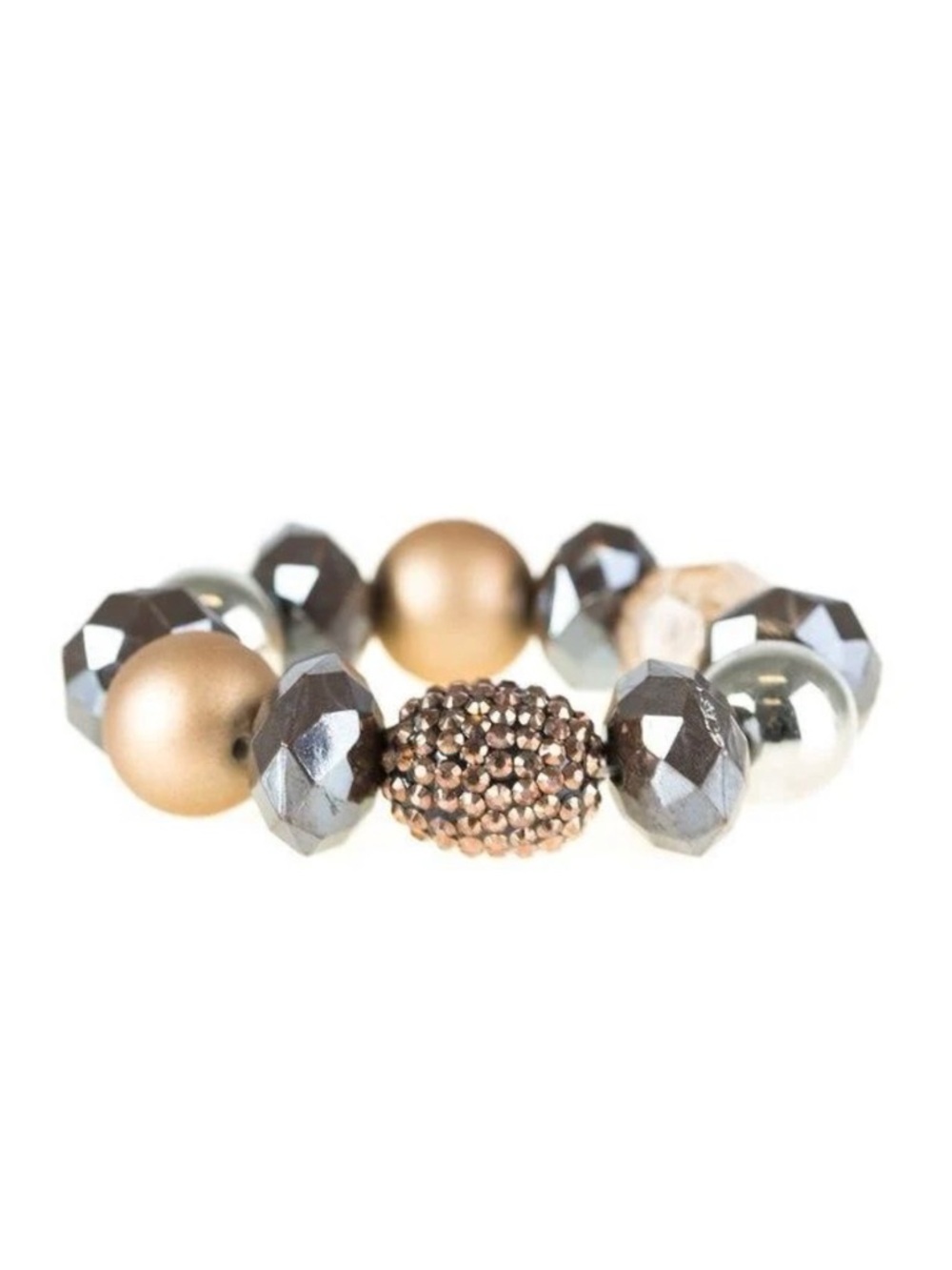 Paparazzi Brown Beaded Stretch Bracelet Rhinestone Accent